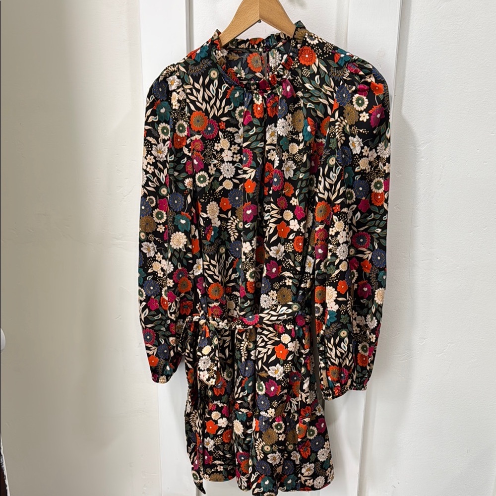 Floral Midi Tie Waist Dress Size 4 Petite Prairie Western Boho Cowgirl 70’s